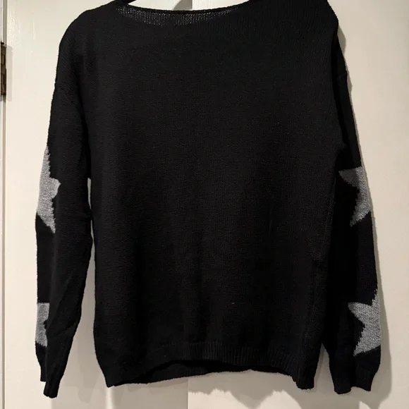 Women’s Black Star Scoop Neck Sweater - Picture 2 of 2